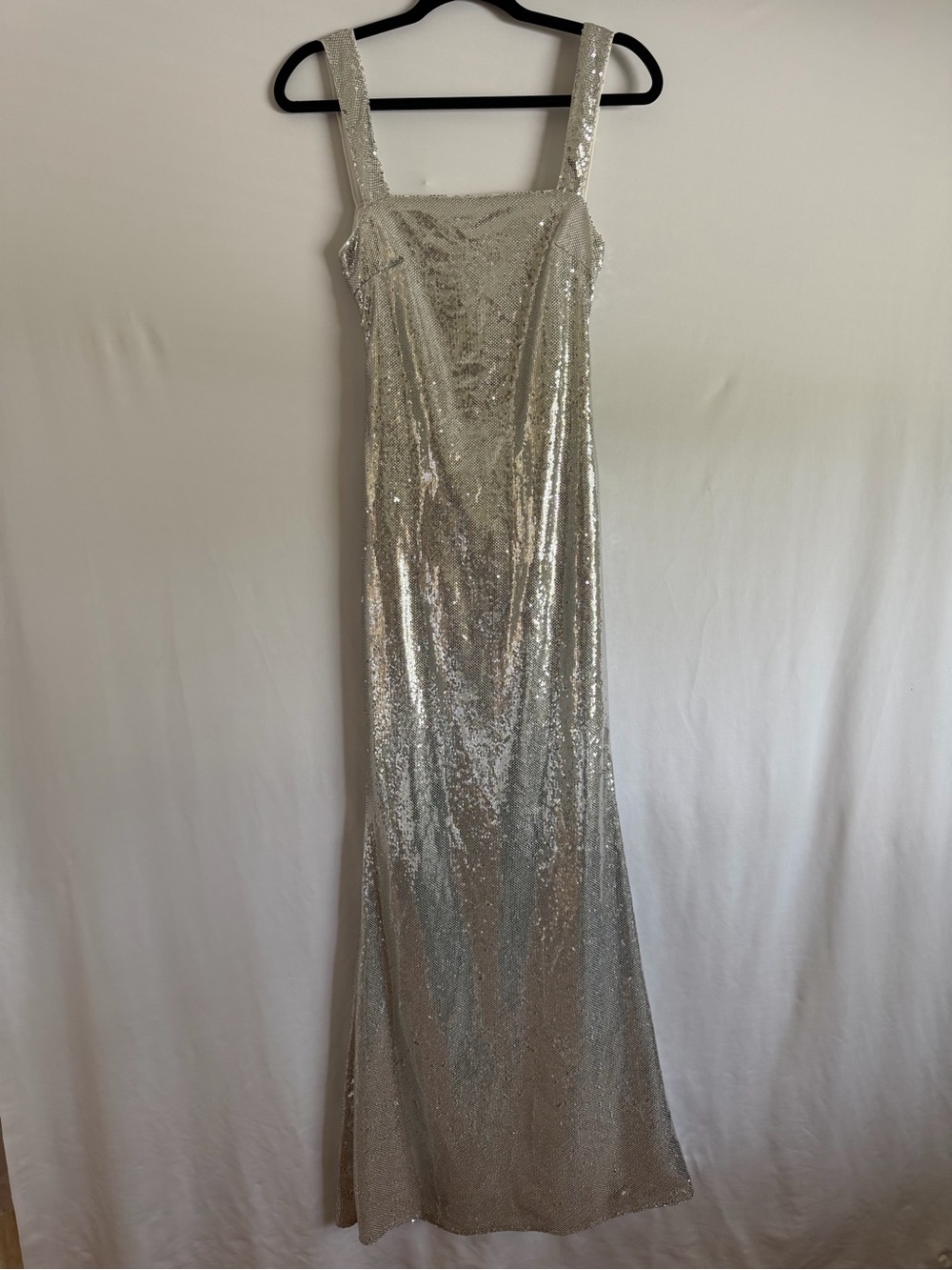 FORMAL Women's Silver Sequin Long Maxi Dress size M